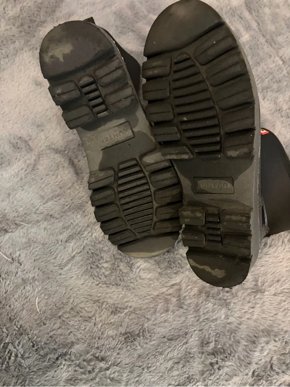Hunter Black Gloss Ankle Rain Boots with Red Logo Trim